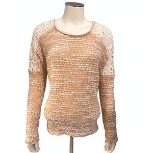 Altar'd State Open Back Lace Pullover Polyester Acrylic Knit Sheer Sweater Sz Sm